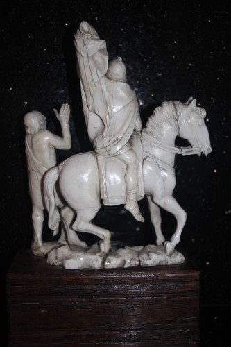 Antiquités - Saint Martin partageant son manteau avec un pauvre, Rome XVIIe siècle