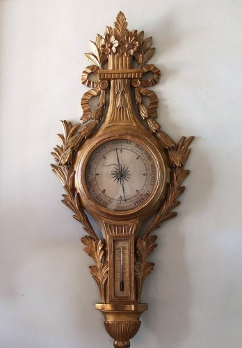 Baromètre en bois doré, époque Louis XVI