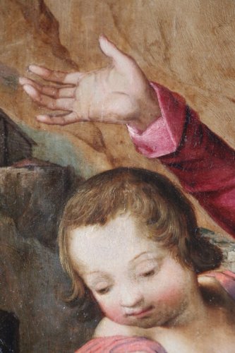Religious painting, oil on wood panel XVIth century - 
