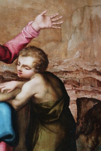 Religious painting, oil on wood panel XVIth century - 