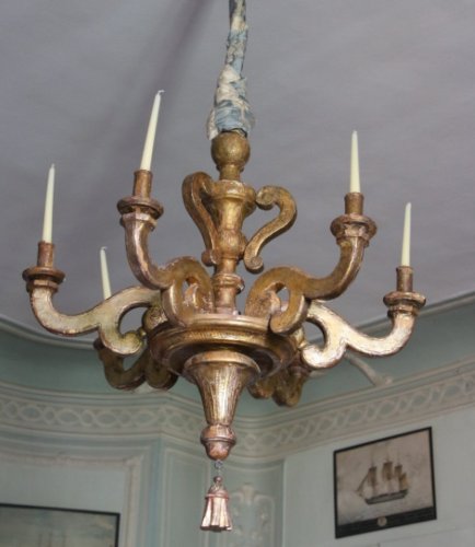 A large Louis XIV giltwood chandelier