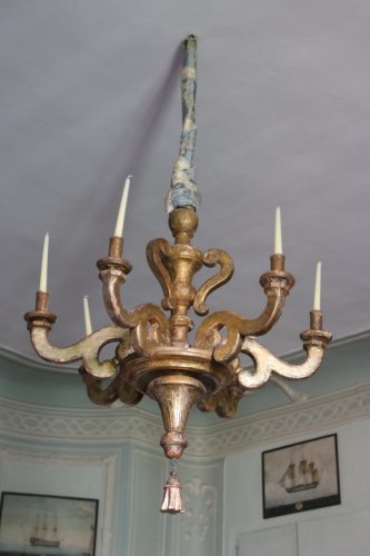Luminaires Lustre - Grand lustre en bois doré, époque Louis XIV