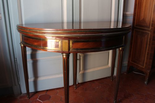 Mobilier Table à Jeux - Table à jeu demi-lune en acajou XVIIIe siècle