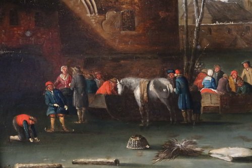 XVIIe siècle - Paysage sous la neige - École flamande  du XVIIe siècle