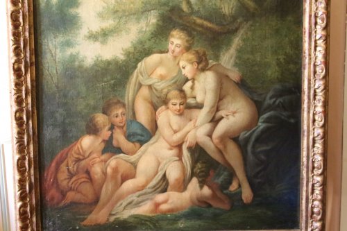 Les baigneuses - French School, mid-18th century - Paintings & Drawings Style Louis XV