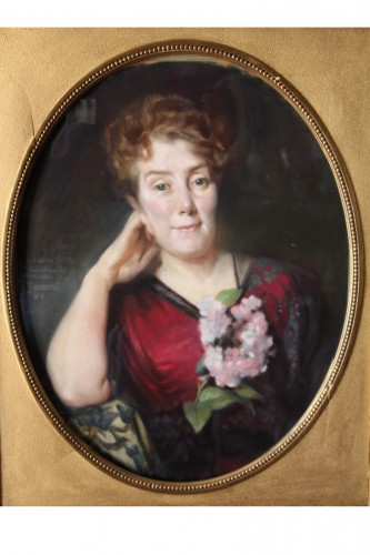 Portrait de Madame Yberty - Pastel signé GONNEL, 1913