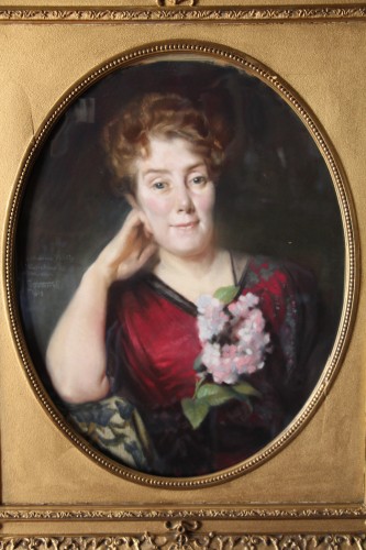 Portrait de Madame Yberty - Pastel signé GONNEL, 1913 - Tableaux et dessins Style Art nouveau