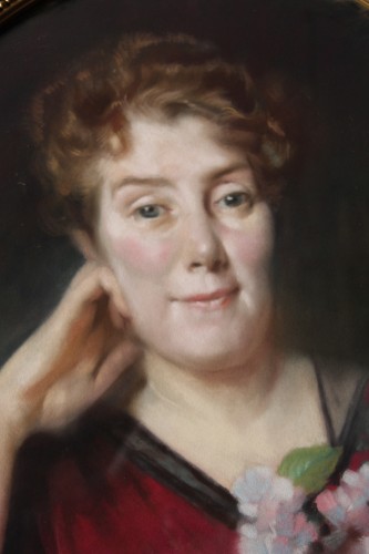 Antiquités - Portrait de Madame Yberty - Pastel signé GONNEL, 1913
