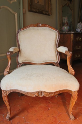 Seating  - French Suite of four flat back fauteuils  &quot; la Reine&quot;, eighteenth century