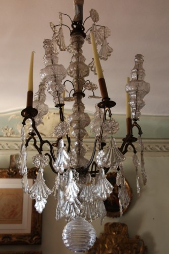 Lustre cage en cristal, époque Louis XVI - Luminaires Style Louis XVI