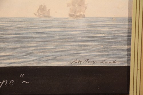 Antoine Roux (1765-1838) - Paire de portraits de bateaux, aquarelle - Didascalies