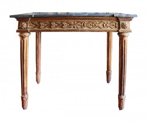 Console en bois doré, plateau marbre de turquin, époque Louis XVI