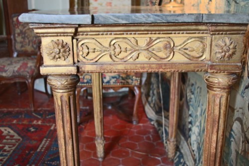 Console en bois doré, plateau marbre de turquin, époque Louis XVI - Louis XVI