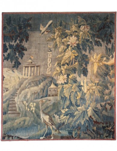 Verdure aux oiseaux et architecture - Tapisserie XVIIe siècle