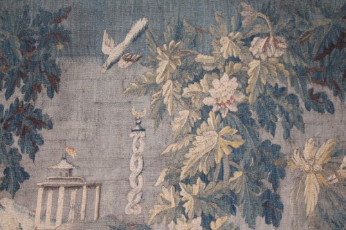 Antiquités - Verdure aux oiseaux et architecture - Tapisserie XVIIe siècle
