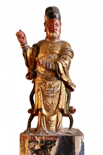 Gardien de temple en bois sculpté - Chine XVIIIe siècle