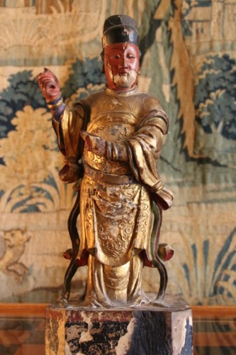 Gardien de temple en bois sculpté - Chine XVIIIe siècle - Arts d