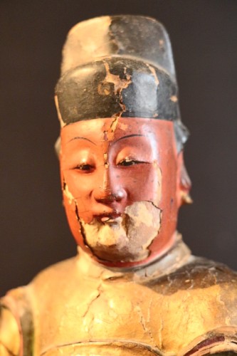  - Gardien de temple en bois sculpté - Chine XVIIIe siècle