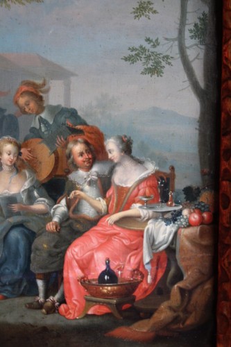 Scène champêtre ou fête galante - École Hollandaise du XVIIe siècle - Didascalies