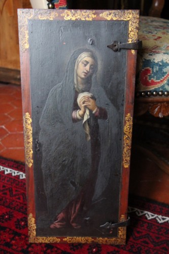 Art sacré, objets religieux  - Vierge sur porte de cabinet, Italie fin du XVIe siècle