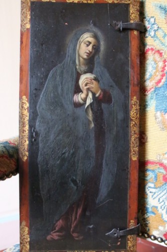 Vierge sur porte de cabinet, Italie fin du XVIe siècle - Didascalies