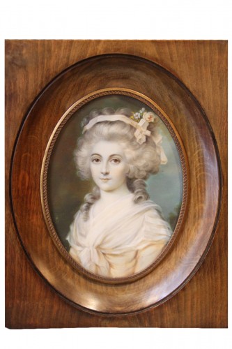 Portrait présumé de Madame Elisabeth, Miniature sur ivoire fin du XVIIIe siècle