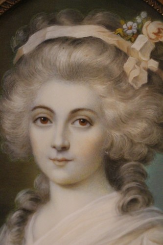 Portrait présumé de Madame Elisabeth, Miniature sur ivoire fin du XVIIIe siècle - Louis XVI