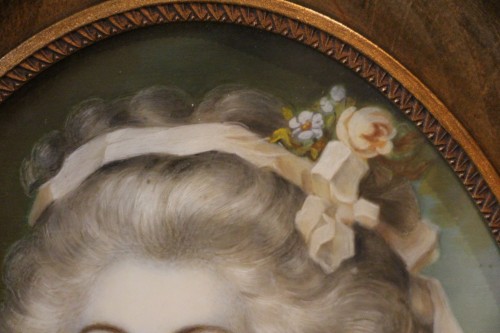 Louis XVI - Portrait présumé de Madame Elisabeth, Miniature sur ivoire fin du XVIIIe siècle