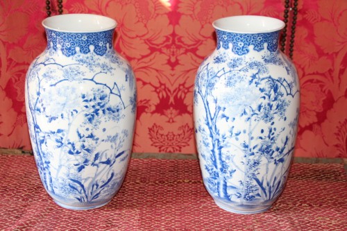 XIXe siècle - Paire de vases à décor de pivoines, Chine fin XIXe siècle