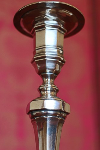 Candlesticks in solid silver, hallmark letter H crowned, signed F.F, 18th century - French Regence