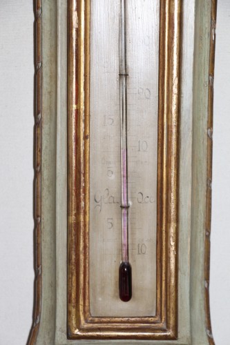 Antiquités - Baromètre en bois laqué et doré, travail provençal d'époque Louis XVI