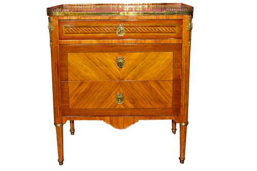 Commode d'entre deux en bois de placage, époque Louis XVI