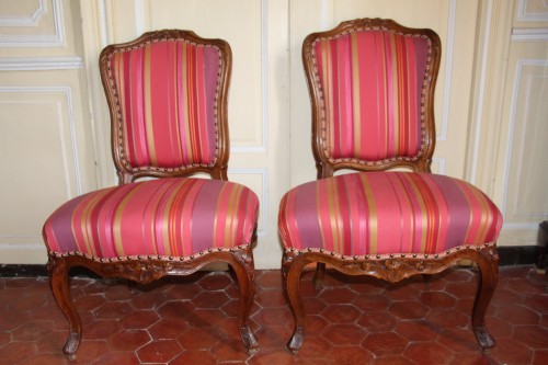 Sièges Chaise - Suite de quatre chaises en noyer, estampillées Pierre NOGARET, XVIIIe siècle
