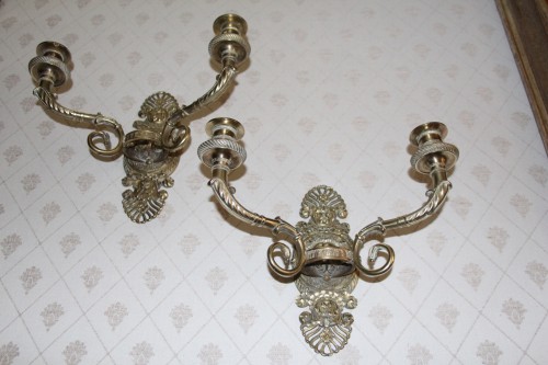 Luminaires Appliques - Paire d'appliques en bronze doré, époque Empire