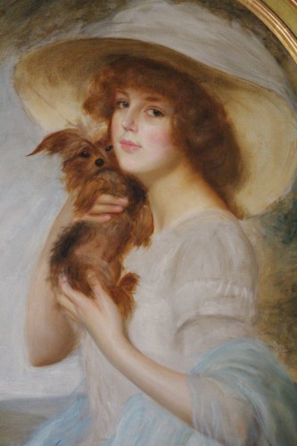 "La très belle", portrait de la baronne de Vaughan - Gabriel Hervé (1868-?) - Tableaux et dessins Style Art nouveau