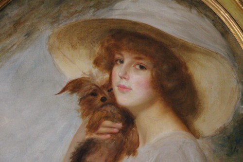 Tableaux et dessins Tableaux du XXe siècle - "La très belle", portrait de la baronne de Vaughan - Gabriel Hervé (1868-?)