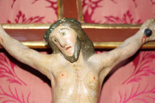 Crucifix in carved and polychrome wood, Italy, late 18th century - Louis XVI