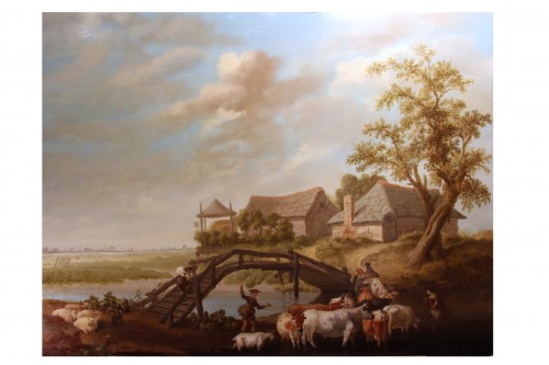 Paysage animé - Ecole du Nord, signé Jeregels daté de 1704