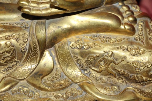  - Bouddha en bronze doré, Tibet fin XIXe siècle