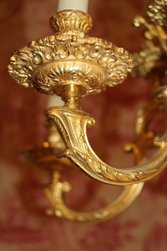 Important lustre en bronze doré vers 1900 - Luminaires Style 