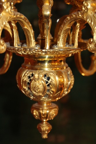 Antiquités - Important lustre en bronze doré vers 1900