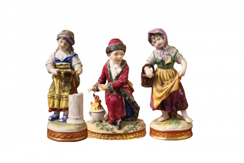 Ensemble de 7 personnages en porcelaine de Saxe, XIXe siècle