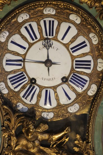 Horlogerie Cartel - Cartel en corne verte, signé Charles-François CAFFAUT, Paris, reçu Maître en 1750