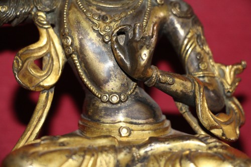 Buddha of wisdom with sword Manjushri out of gilded bronze, Tibet, at the end of XVIIe. - 