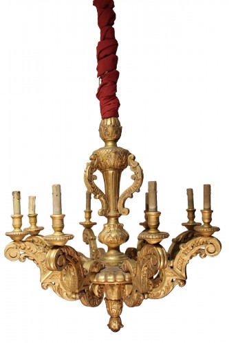 Lustre en bois doré, vers 1850