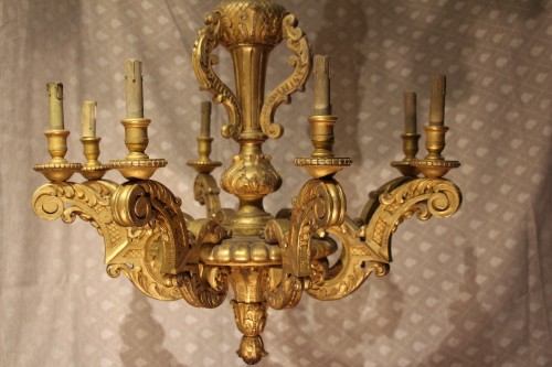 Gilded wood chandelier, circa 1850 - Lighting Style Napoléon III