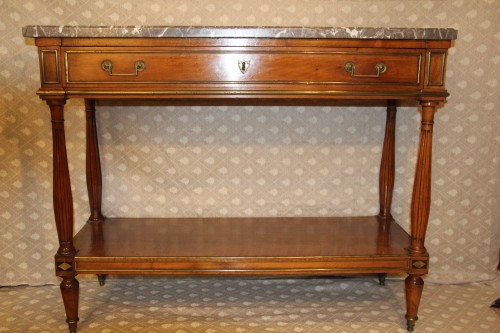 Furniture  - Console with blond mahogany top, Louis XVI period