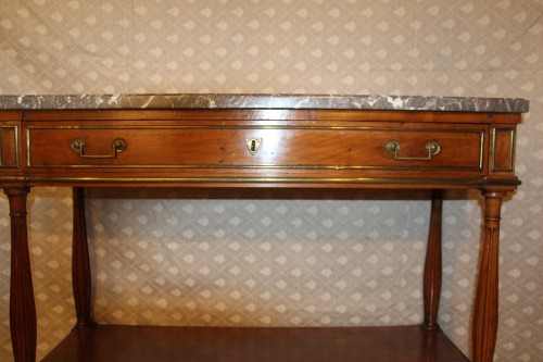 Antiquités - Console with blond mahogany top, Louis XVI period