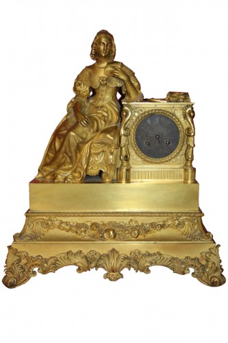 Pendule en bronze doré,"Les heures de Madame de Sévigné", époque Charles X