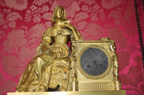Pendule en bronze doré,"Les heures de Madame de Sévigné", époque Charles X - Restauration - Charles X